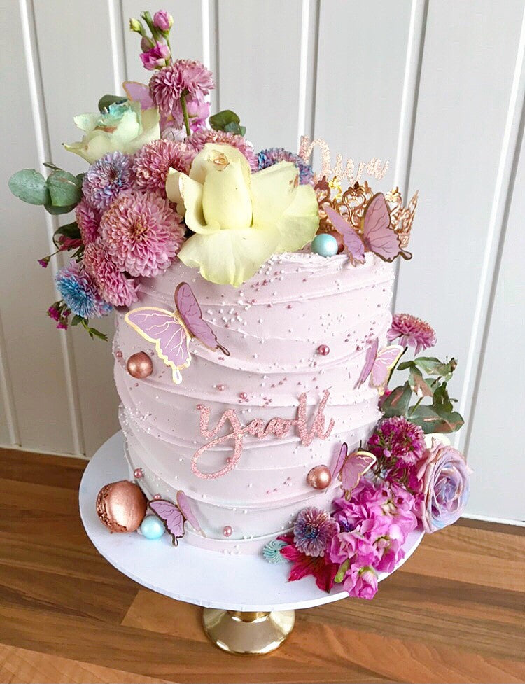 Beautiful luxury floral celebration cake handmade in London